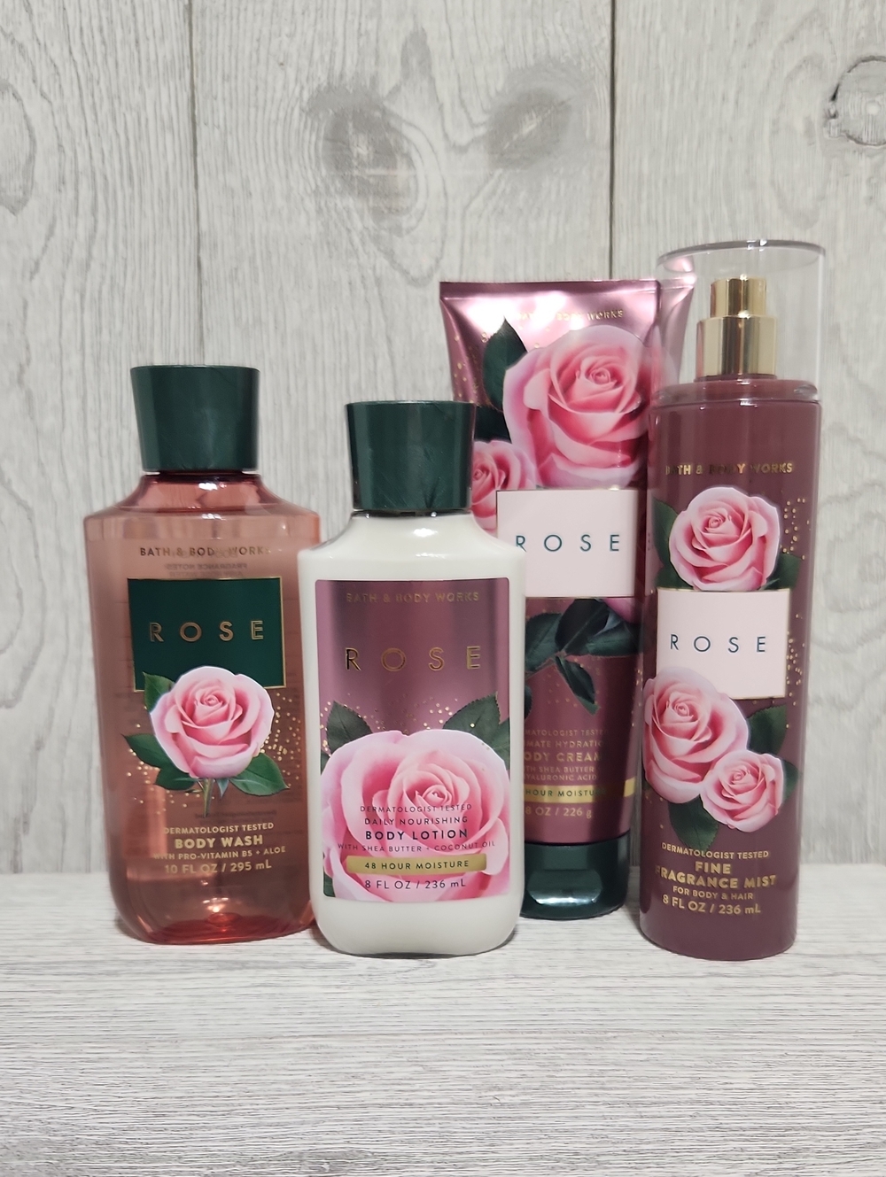 Bath & Body Works Rose 4pc Set Gel, Lotion, Cream, Mist